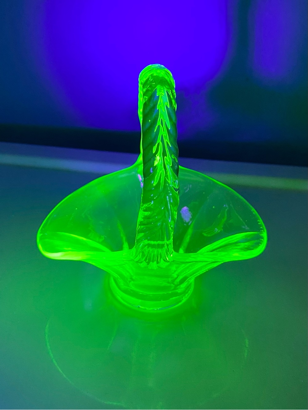 Vintage Tiffin Vaseline Uranium Glass Basket